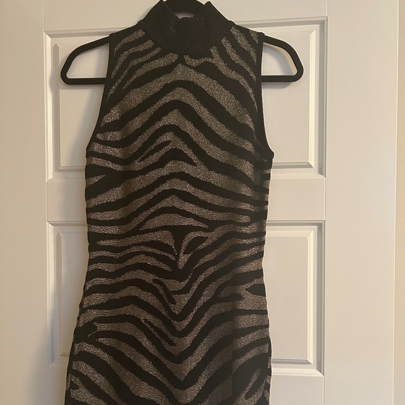 Balmain zebra printed high neck mini dress - Picture 1 of 11
